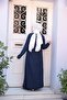 Asymmetrical Detailed Navy Blue Hijab Double Suit 76471L - 3