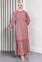 Lace Detailed Chiffon Evening Dress Dusty Rose 19143 - 3