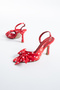 Edith Polka Dot Bow Detailed Pointed Toe Slingback Heeled Shoes - 8