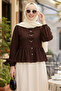 Buttoned Brown Hijab Tunic 11002Kh - 2
