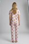 Women's Pink Printed Pocketed Cotton Short Sleeve Pajama Set - 3