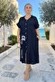 Shirt Collar Double Pocket Front Buttoned Human Figure Printed Plus Size Viscose Dress - 6