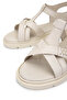 Women's Genuine Leather Beige Flat Sandals - 4