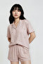 Women's Powder Puppy Dog Pattern Soft Textured Peter Pan collar Short Sleeve Shorts Pajama Set - 4