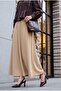 Imported Lycra Crepe Flared Skirt with Elastic Waist - Beige - 3