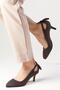 Drop Gray Color Suede Women's Low Heeled Shoes - 5