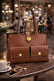 Brown Classic Form Gold Lockable Shoulder Bag |   Brown T8318 - 4