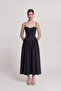 Strappy Gloped Long Bridged Dress Black