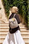 Handmade Beige Linen Women's Backpack - 3