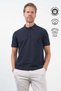Navy Blue Polo Collar Pique Short Sleeve Slim Fit Cotton T-Shirt 1011260170 - 2