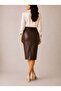 Leather Brown Midi Pencil Skirt - 5