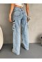Women's High Waist Multi-Pocket Special Design Straight Fit Cargo Jeans - 4