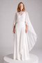 Women's Ecru Volan Detail Chiffon Kimono Kaftan & Evening Dress Wedding Dress Cape Beach Wear - 3