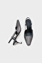 Open Back Blunt Toe Stoned Medium Platinum Heeled Women's Shoes - 5