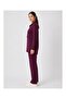 Women's Half Zipper Detailed Long Sleeve Premium Modal Top and Bottom Tracksuit Set - Burgundy - 3