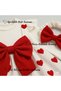 Baby Girl Heart Patterned Dress – Stylish Set with Red Bow and Bandana - 5