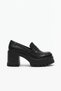 Zri̇n-506 Premium Black Daily High Heeled Platform Women's Loafer - 6