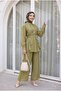 Lined Cupra Suit with Elastic Waistband, Belt, Pockets and Trousers - Oil Green - 4