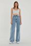 Super High Waist Lycra Snow Washed Wide Leg Jeans (wide Leg) - 2