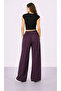 Women's Tencel Fabric Comfortable Cut Wide Leg Pants Elastic Waist Casual Stylish Model - 3