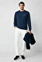 Crew Neck Regular Fit Embroidered Basic Thin Sweatshirt - 4