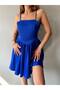 Satin Strapless Adjustable Strap Dress - Cobalt Cobalt - 6