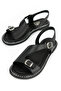, Women's Genuine Leather Sandals 1611020Z5407 Black - 7