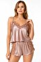 Satin and French Lace Detailed Double Shorts Pajama Set