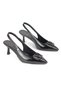 Lilith Flexible Soft Non-Slip Sole (4/6 cm) Black Patent Leather Open Elastic V Buckle Women's Heeled Shoes - 4