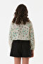 Floral Patterned Girl's Crop Shirt with Folded Sleeves - 4