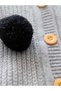 Girl's Pompom Gray Knitwear Cardigan Sleeveless Inner Badi Knitwear Pants Beret 4-Piece Set - 5