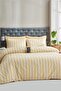 Striped Yellow Single Cotton Linen Duvet Cover Set - 2