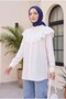 Robadan Ruffled Buttoned Rayon Tunic -White