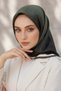 100% twill silk monogram patterned khaki colored 90x90 sewing method: hand stitched scarf