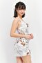 Women Sleeveless Printed Ruched Mini Dress, Light Grey Combo - 2