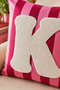 Punch Embroidered Throw Pillow Cover - 43*43 cm - Pink Letter K - Pnk001 - 2
