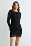 Velvet Detailed Mini Length Transparent Dress - 3