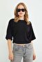 Bat Sleeve Blouse with Draped Sides