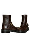 Brown Leather Women's Buckle Boots - 4