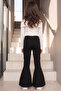 Girl's Black Spanish Flared High Waist Elastic Christmas Leggings Pants October 29Th Show Outfit - 7