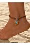 Suede Anklet Bracelet with Blue Turquoise and Yellow Ceyt Natural Stones