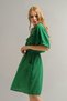 Women's Green Bat Sleeve Pocket Elastic Waist Dress Arm-23y001076 - 4