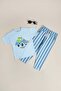 100% Cotton Printed Striped Boys' 2-Piece Set - 2