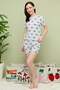 Bow Patterned Crew Neck Shorts Pajama Set - 3