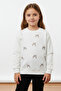Bowknot Embroidered Stoned Girls' Sweatshirt