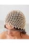 Hand Knitted Pearl & Glitter & Sequin Beige Women's Mesh Beach Beanie-Hat-Bohemian Style Stylish Beanie / Hat - 7
