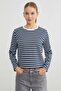 3 Thread Stripeless Striped Crew Neck Sweatshirt