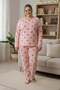 Heart Patterned Large Size Pajama Set