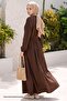 Ribbed Buttoned Brown Dress - 2