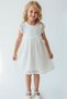 Girl's Dress with Embossed Floral Embroidery and Tulle Guipure Detail, Ages 4-8, Ecru - 3